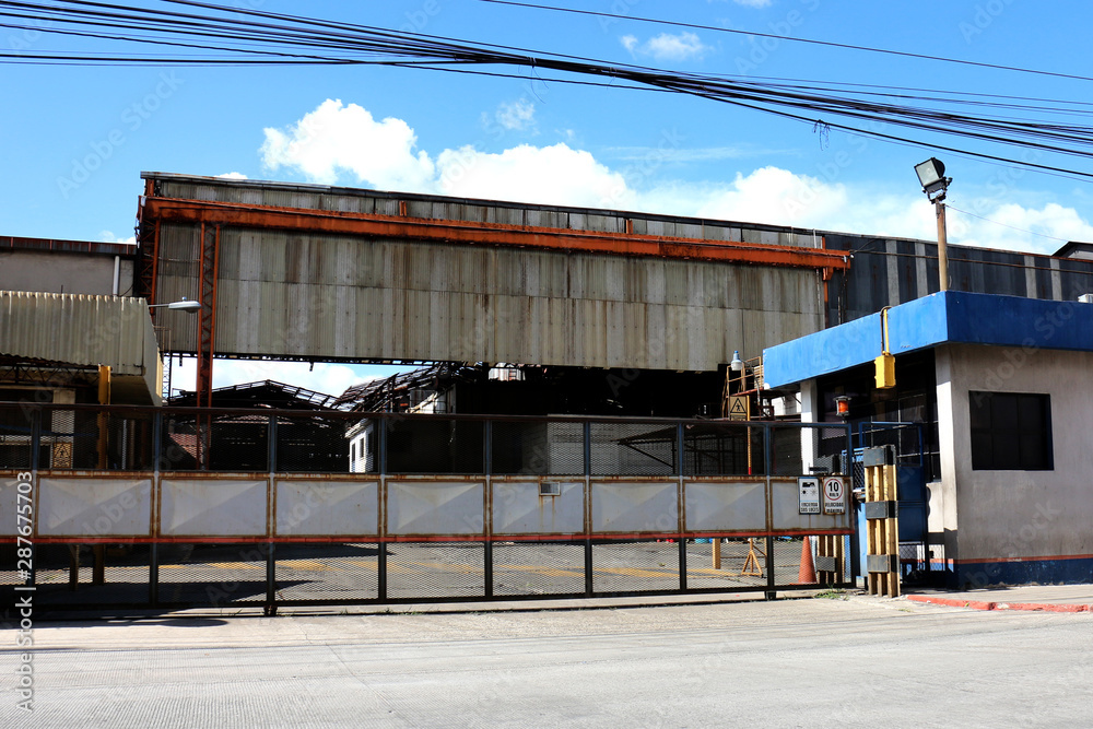 Industrial facade with stained metal