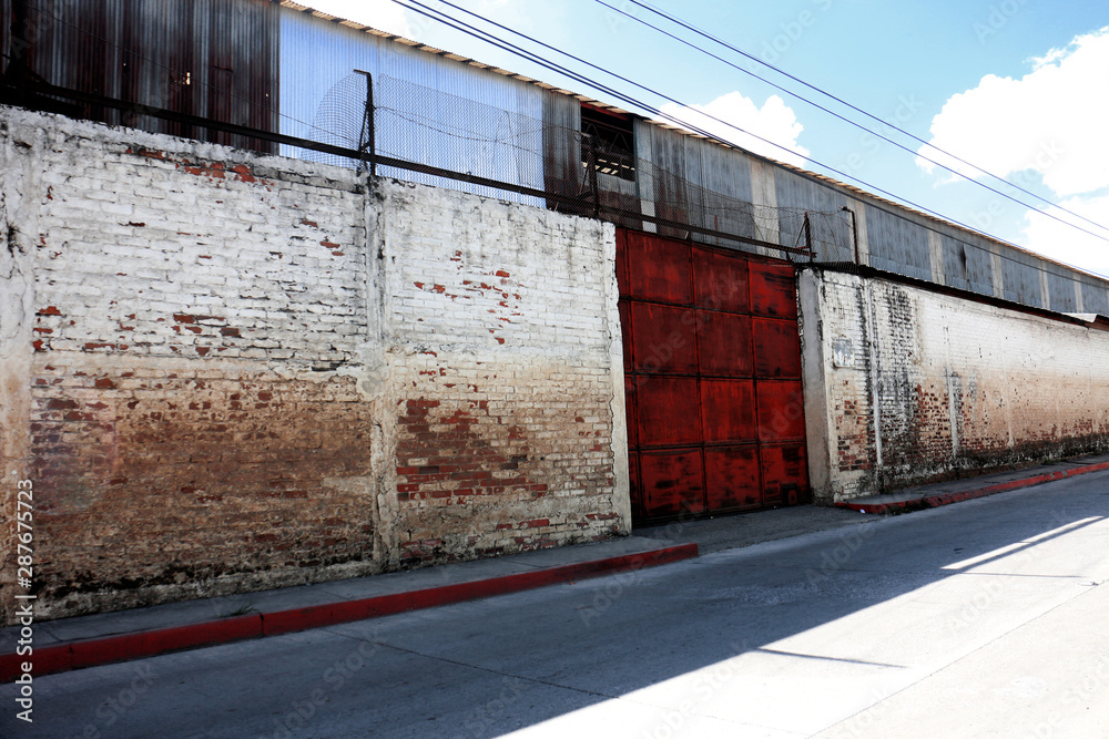 Industrial facade with stained metal