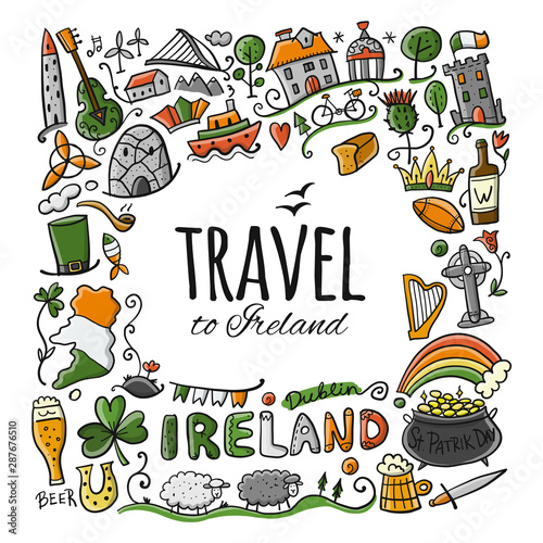 Travel to Ireland. Greeting card for your design