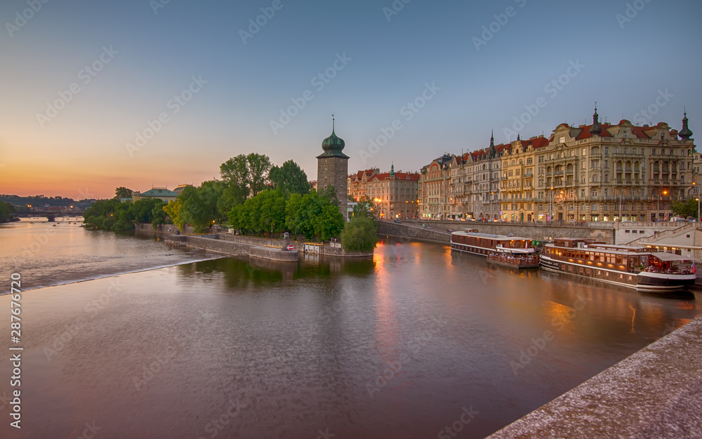 Prague cityscape with Moldva river