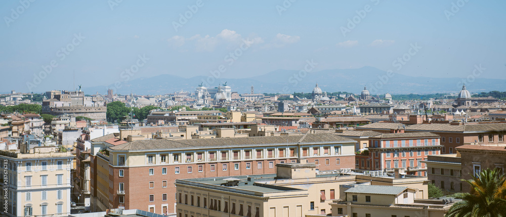 View on Rome, Italy. Panorama of Rome from Saint Peter's basilica. Banner.