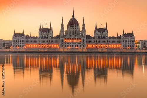 Hungarian parliament in the partside of the danube river