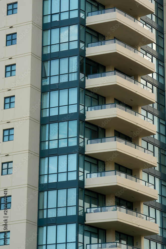 patterned skyscraper apartment building balcony in san diego