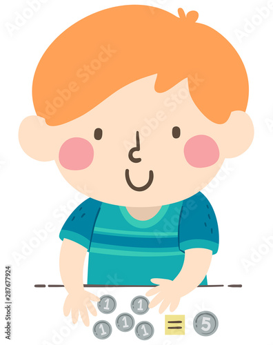Kid Boy Count Equal Coins I...