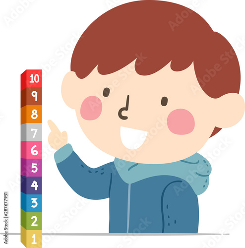 Kid Boy Counting Cube Illustration