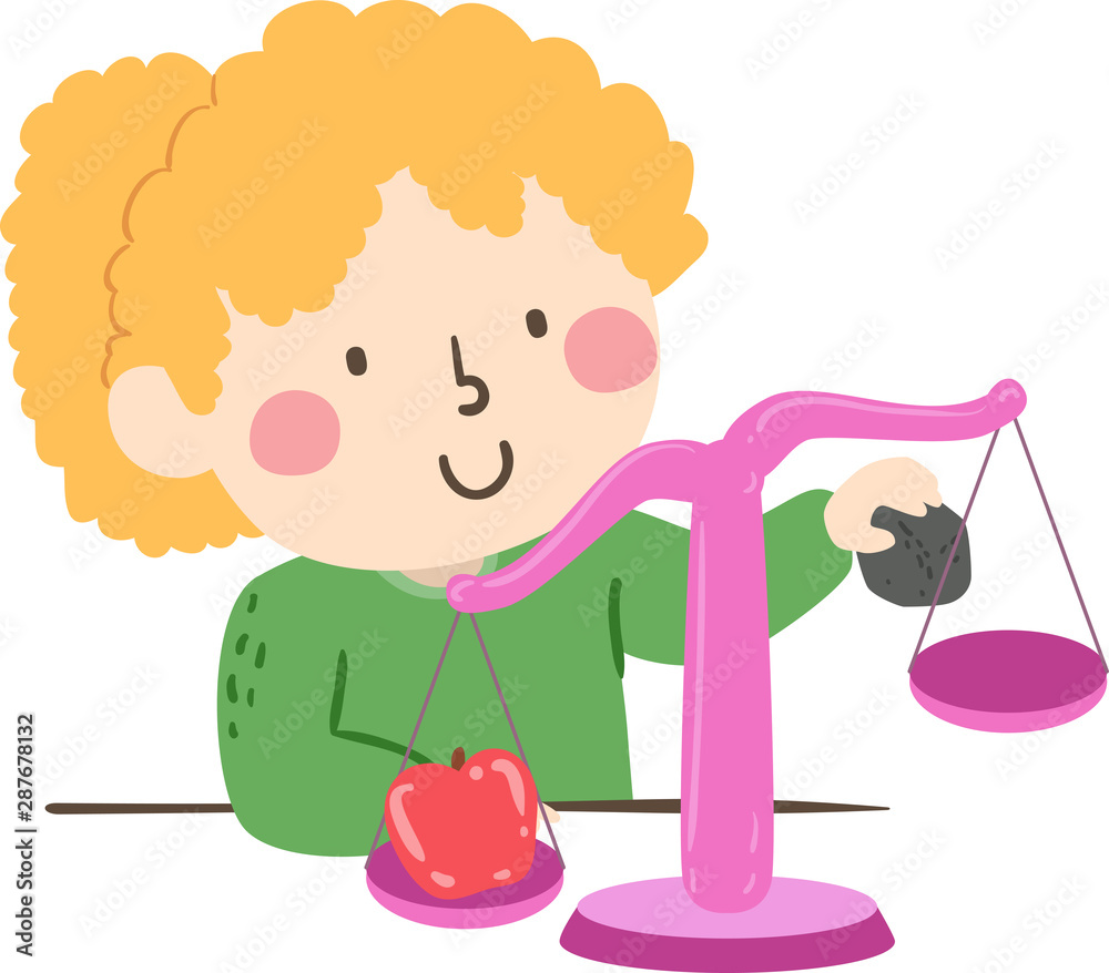 Kid Girl Measure Weight Balance Scale Illustration Kid Girl Measure Weight Balance Scale Illustration