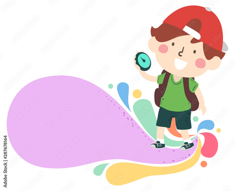 Kid Boy Compass Explore Illustration Kid Boy Compass Explore Illustration