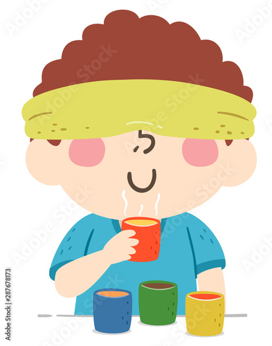 Kid Boy Guess Smell Illustration