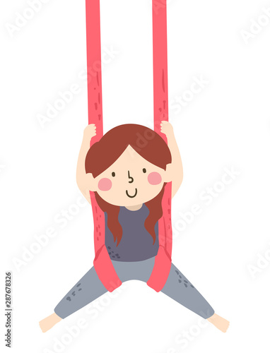 Kid Girl Aerial Skill Silks Illustration