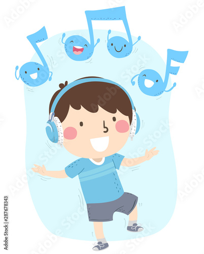 Kid Boy Listen Music Respon...