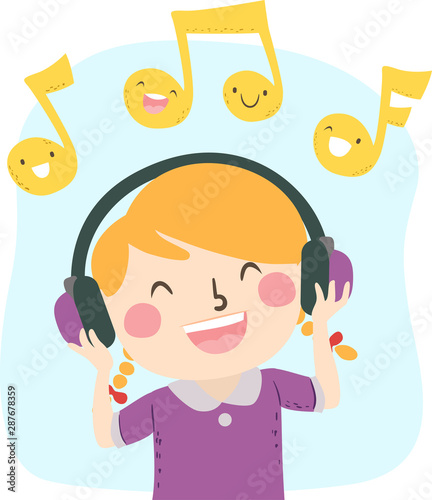 Kid Girl Listen Music Happy...