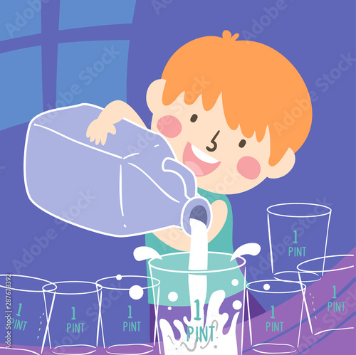 Kid Boy Pouring Water Illus...