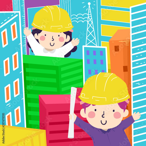 Kids Engineers Buildings Il...
