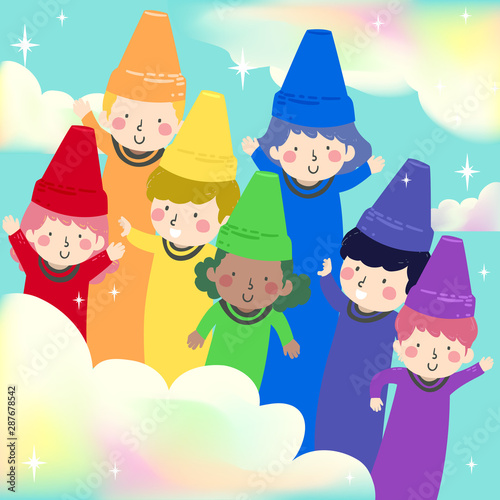 Kids Crayons Rainbow Illustration