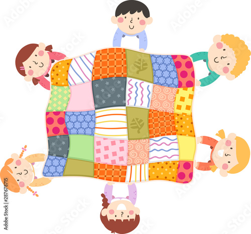 Kids Activity Quilt Top View Illustration