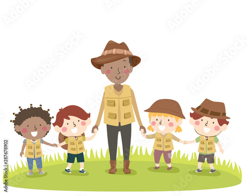 Kids Safari Tour Guide Illustration