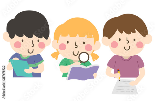 Kids Scientific Method Research Illustration
