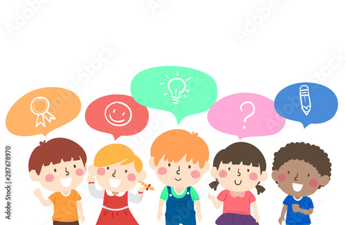 Kids Talk Each Other Illust...