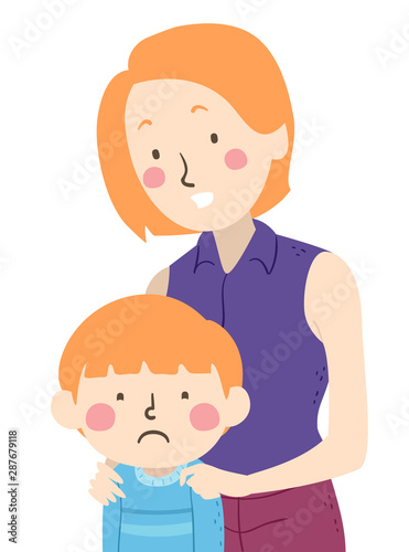 Kid Boy Feel Sad Mom Illust...