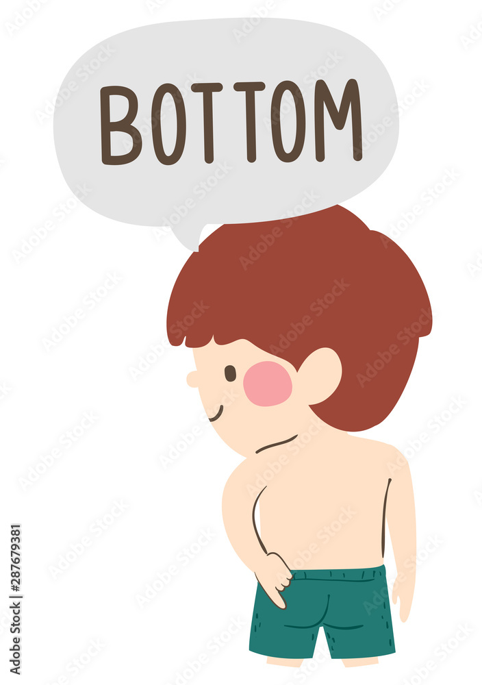 Kid Boy Naming Body Parts Bottom Illustration Kid Boy Naming Body Parts Bottom Illustration