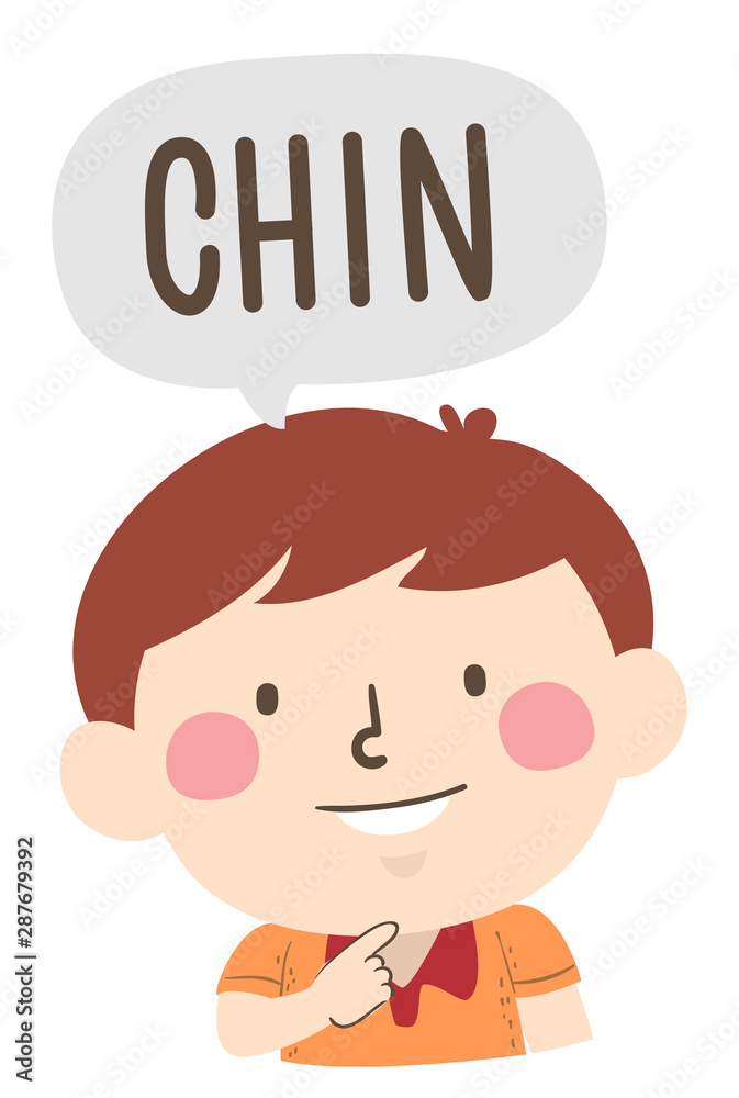Kid Boy Naming Body Parts Chin Illustration