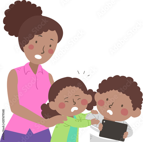 Kids Mom Small Problem Not Sharing Illustration