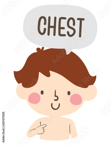 Kid Boy Naming Body Parts Chest Illustration