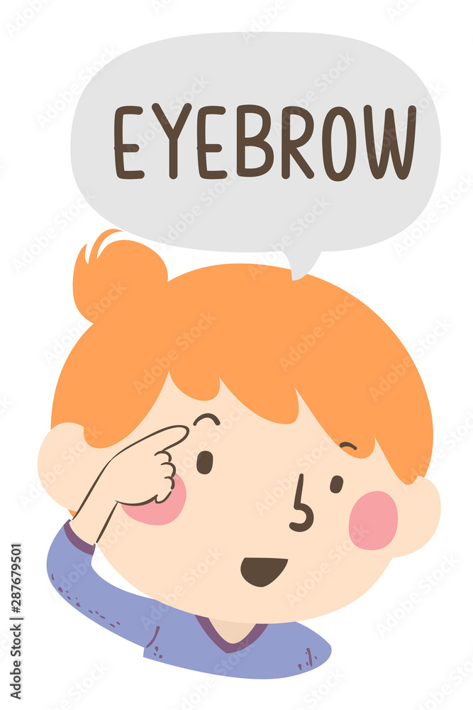 Kid Girl Naming Body Parts Eyebrow Illustration