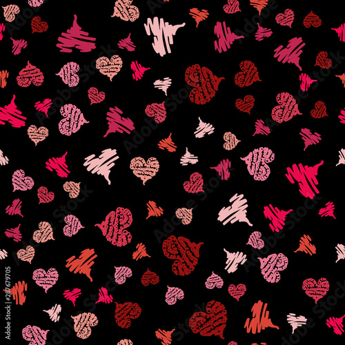 Seamless Modern grunge heart hand drawn set, great design for any purposes. Hand drawn red doodle grunge heart set. Modern red vector design. Seamless vector tile pattern. Doodle illustration