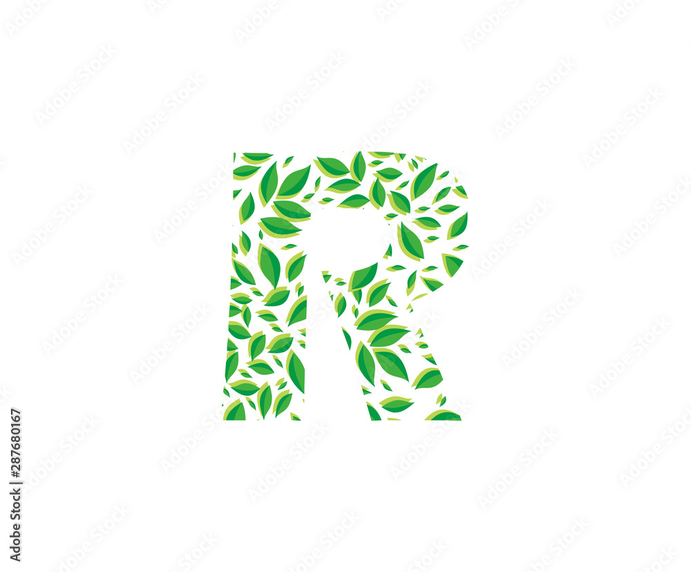 Letter R Leaves Nature Icon Vector Logo Letter R Leaves Nature Icon Vector Logo