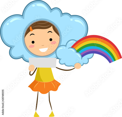 Kid Girl Weather Rainbow Il...