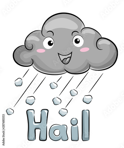 Mascot Cloud Hail Storm Illustration