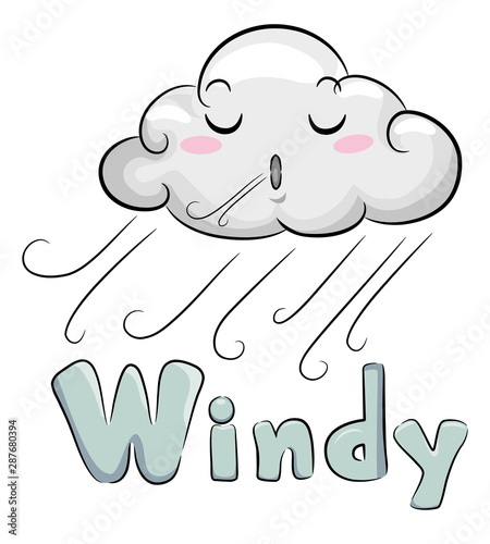 Mascot Cloud Windy Illustration