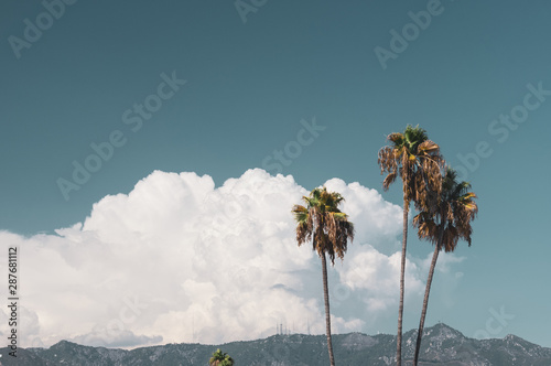 Image looking north of cumulonumbus clouds formed above the San Gabriel Mountains in Southern California due to excessive heat.