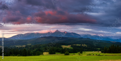 Fototapeta Naklejka Na Ścianę i Meble -  Panorama of mountains on a stormy morning-Tatra Mountains, Poland
