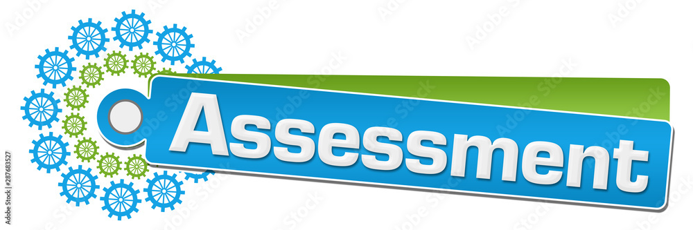 Assessment Green Blue Gears Circular Label Assessment Green Blue Gears Circular Label
