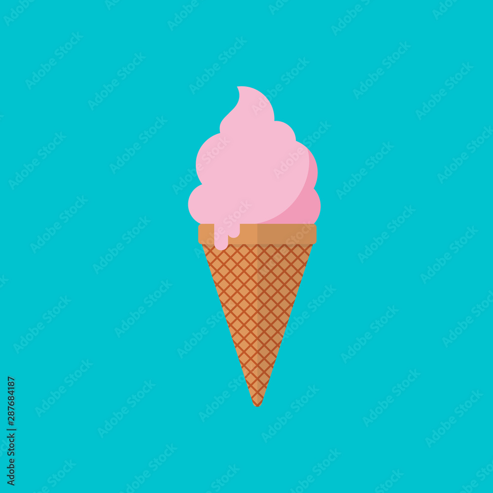Strawberry ice cream in the cone