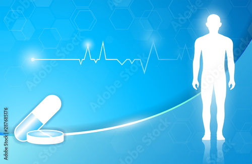 abstract background technology concept in blue light,brain and human body heal ,technology modern medical science in future and global international medical with tests analysis clone DNA human