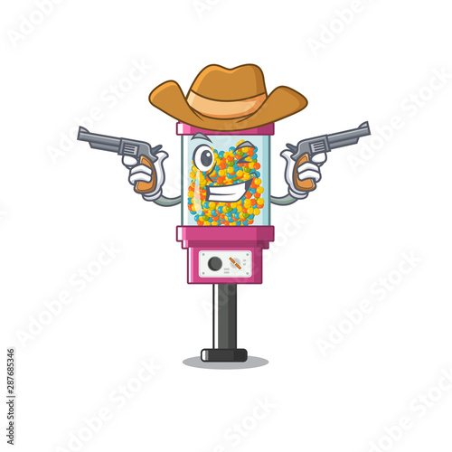 Cowboy candy vending machine isolated in mascot
