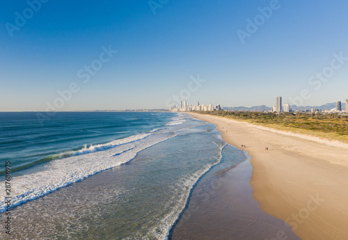 Gold coast landscape from above at sunrise