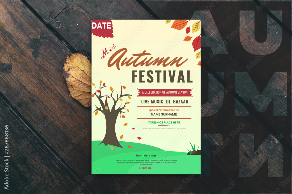 Obraz premium 3D Illustration and the flyer for mid autumn Festival