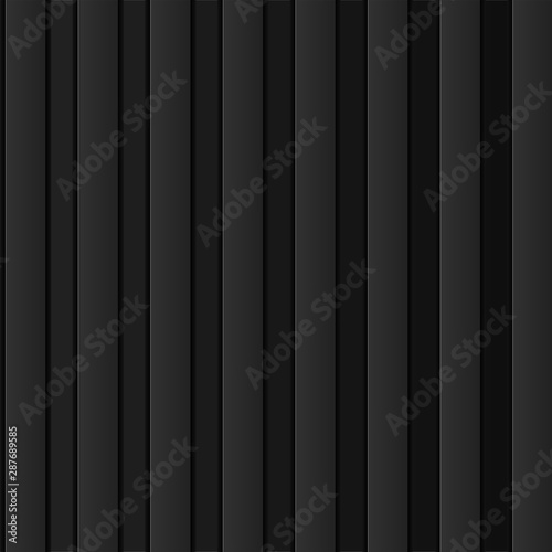 Black background of stripes with shadow, geometric banner, vector