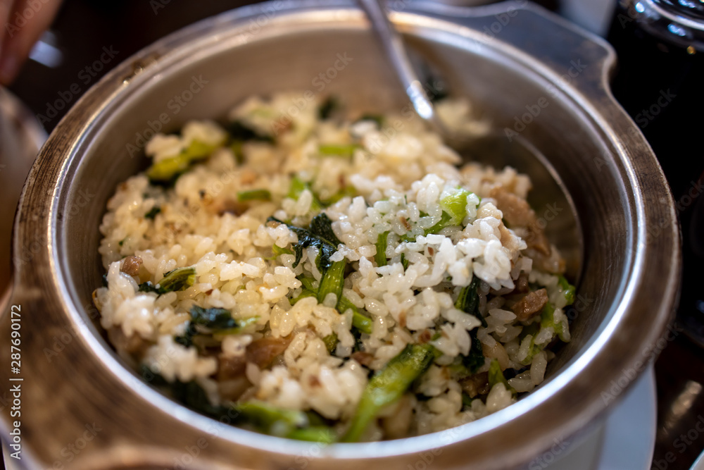 chinese steamed rice with pork and vegetable chinese steamed rice with pork and vegetable