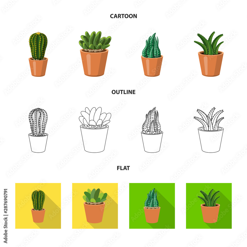 Vector design of cactus and pot logo. Collection of cactus and cacti stock symbol for web. Vector design of cactus and pot logo. Collection of cactus and cacti stock symbol for web.