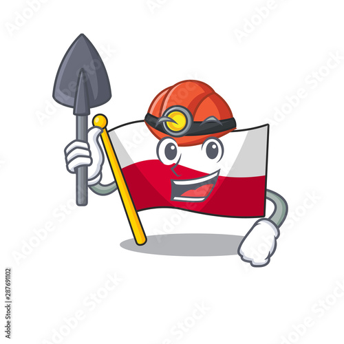 Miner flag poland hoisted isolated the character