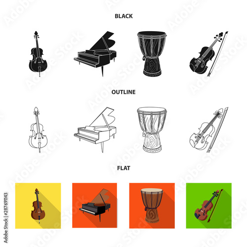 Isolated object of music and tune logo. Set of music and tool stock vector illustration.
