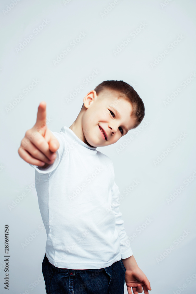 little cute boy on white background gesture smiling close up, lifestyle people concept little cute boy on white background gesture smiling close up, lifestyle people concept