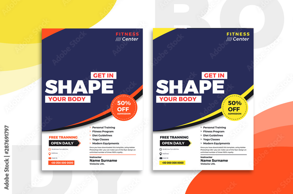 Fototapeta premium 3D Illustration and The Flyer for fitness center