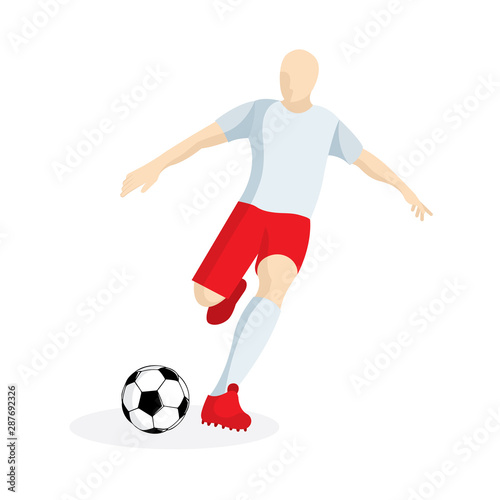 Fototapeta Naklejka Na Ścianę i Meble -  Football player. Soccer player and ball vector illustration. Part of set. 