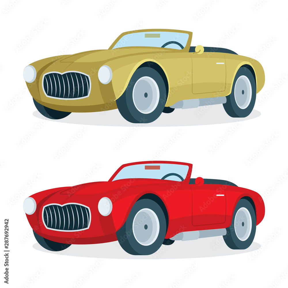 Cabriolet.  Luxury cabriolet sport car. Vintage red cabriolet car. 